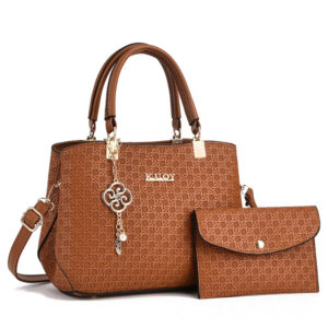 2025 Ladies’s New Bag – European and American Pattern Giant Capability Two-Piece Textured Embossed Hand and Shoulder Bag