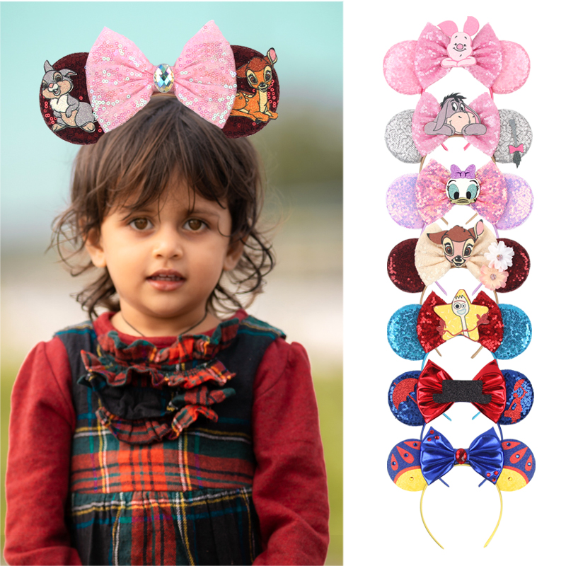 Fashionable Sequin Mouse Ears and Bow Headband - DIY Get together Hair Equipment for Ladies and Youngsters Impressed by Cartoon Characters