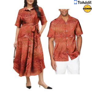 Matching Polynesian Tribal Fijian Print Outfits for Marriage ceremony Events – {Couples} Attire for Ladies and Aloha Shirts for Males