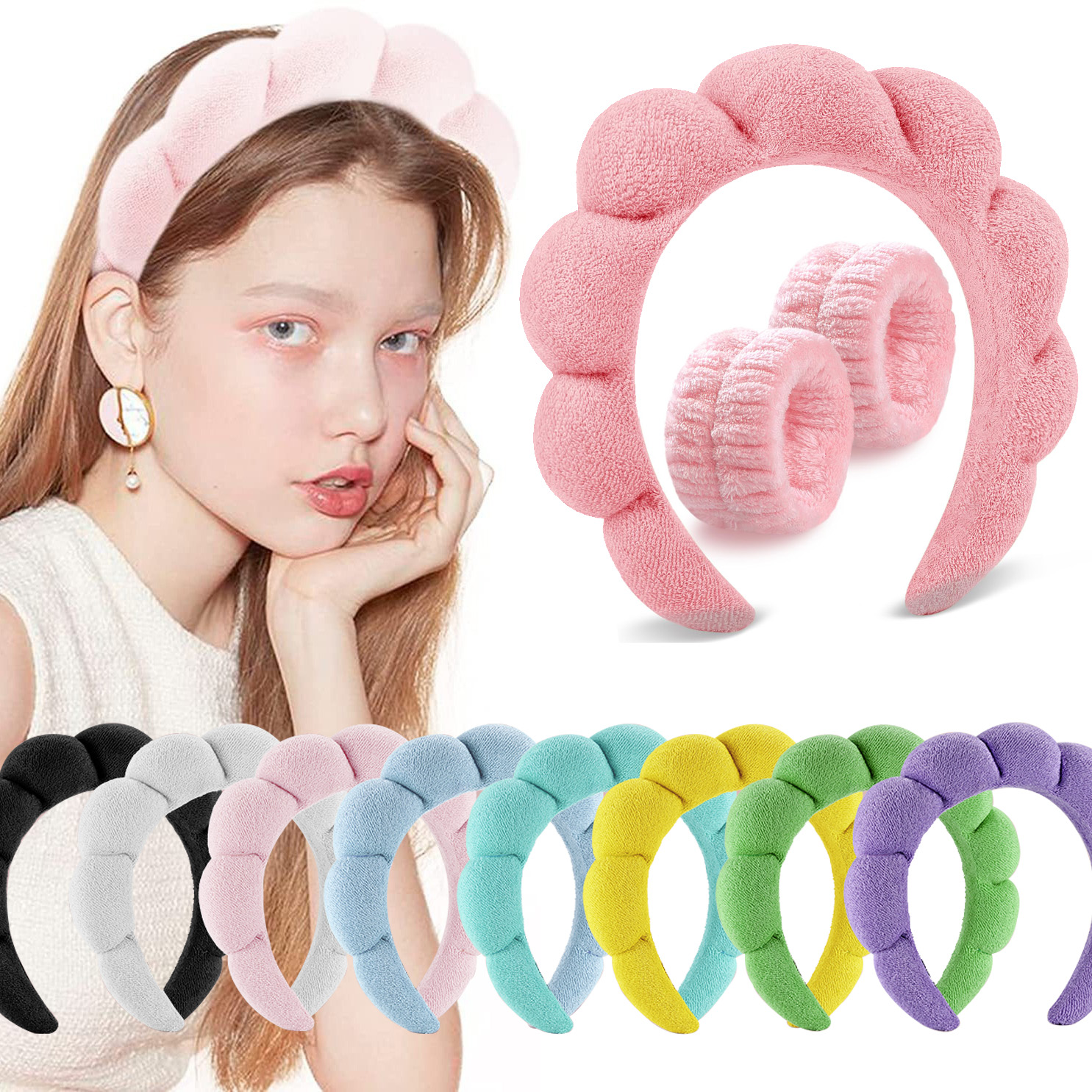 Twisted Bubble No-Slip Foam Hairband for Washing and Make-up – Ladies’s Spa Facial Headband